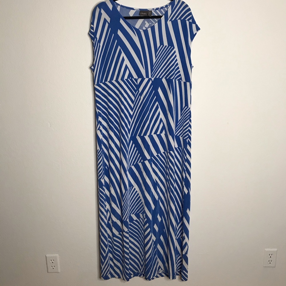 Chico's Travelers Angle Striped Maxi Dress XL